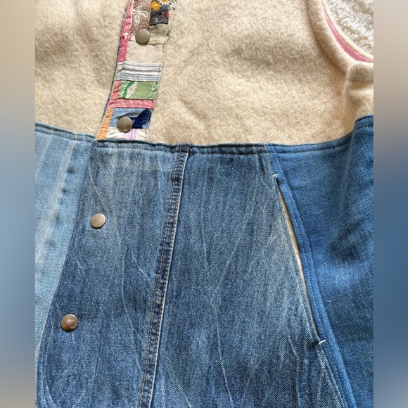 Patchwork Denim & Cream Vest with Pink Trim - Picture 8 of 10